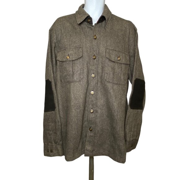 Braeval Gunnison Jacshirt Mens Size XL Wool Shooting Shirt Jacket Elbow Patches - Picture 1 of 10
